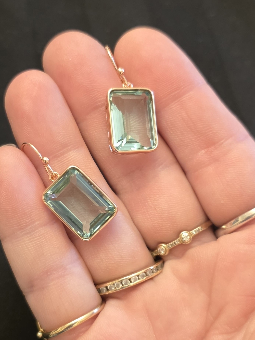 Rose Gold Aquamarine Dangle Earrings ✨💎